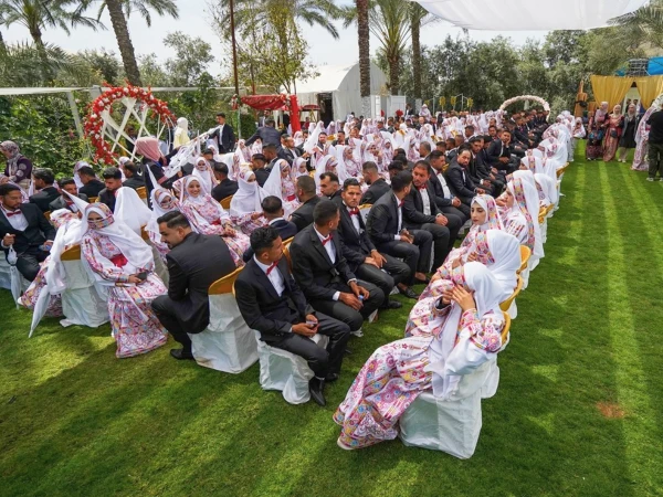 غزہ میں متحدہ عرب امارات کے تعاون سے 150 فلسطینی جوڑوں کی اجتماعی شادی